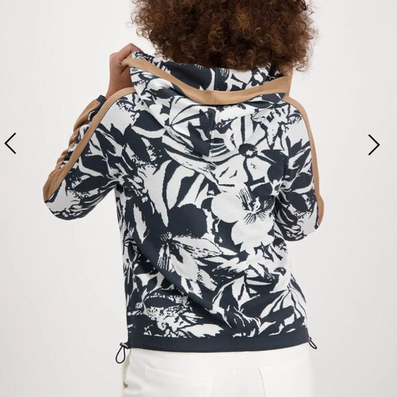 Monari Floral Print Zip Up Hooded Cardigan, Grey Multi sz38 (fits like L… - Picture 7 of 10